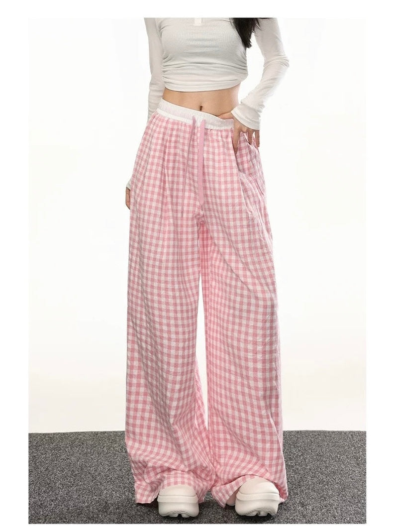 Women’s Plaid Loose Wide-Leg Trousers C0014