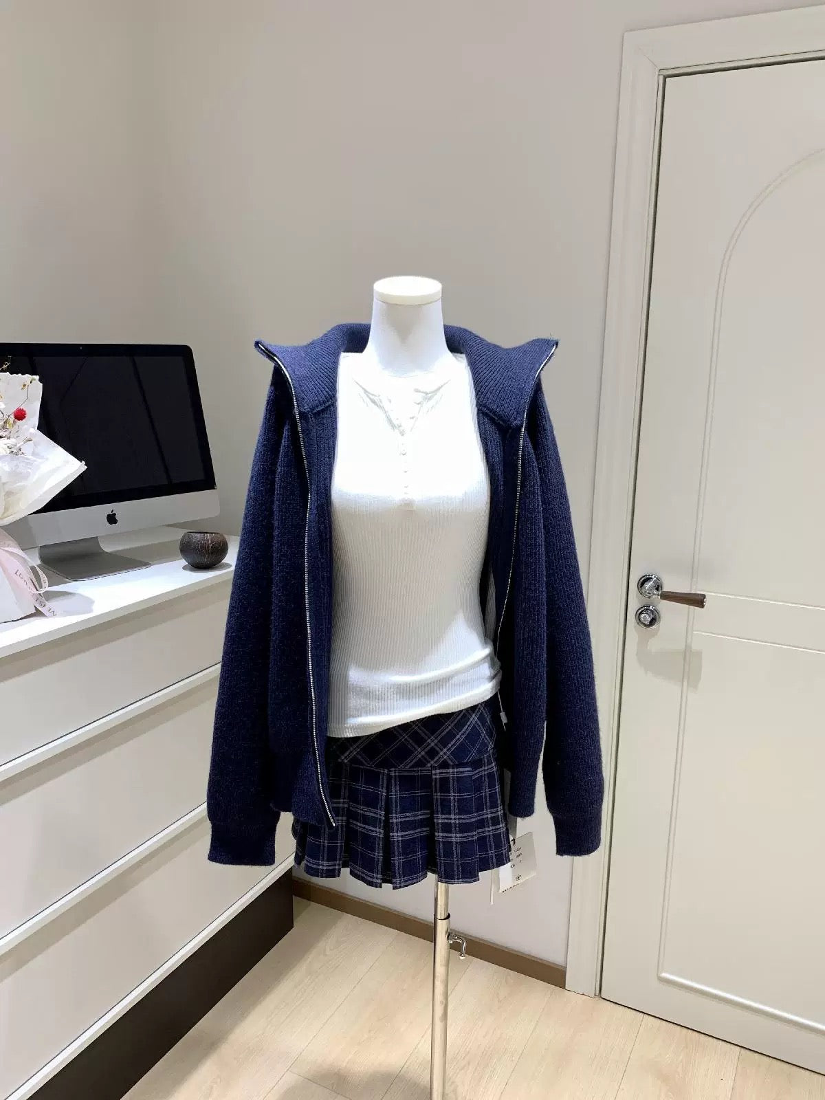 Women’s Mock Neck Zip Knit Cardigan Jacket C0007