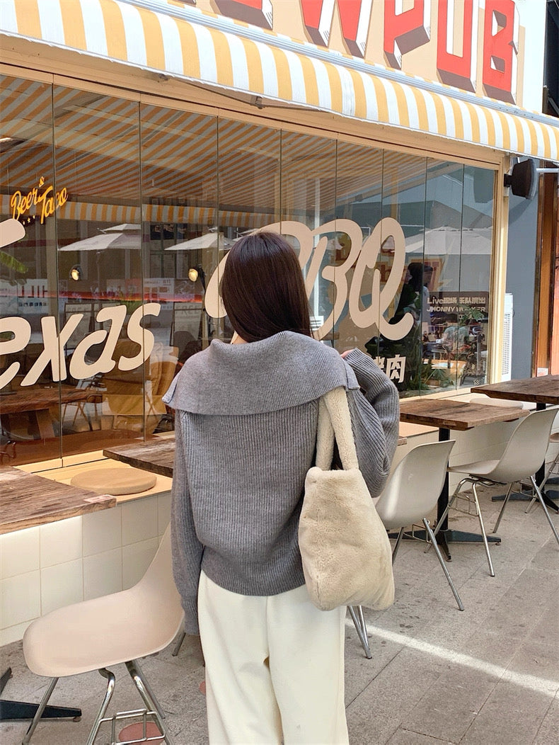 Zip-Up Stand Collar Knit Sweater Jacket C0021