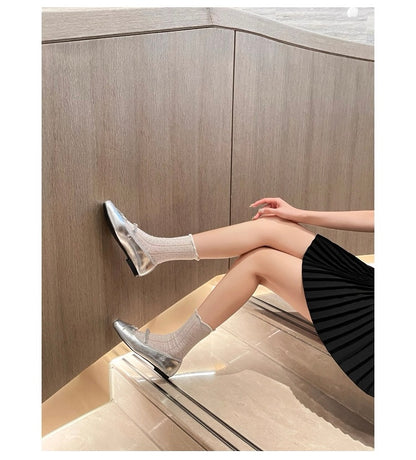 French Square-Toe Bow Ballet Flats S0008