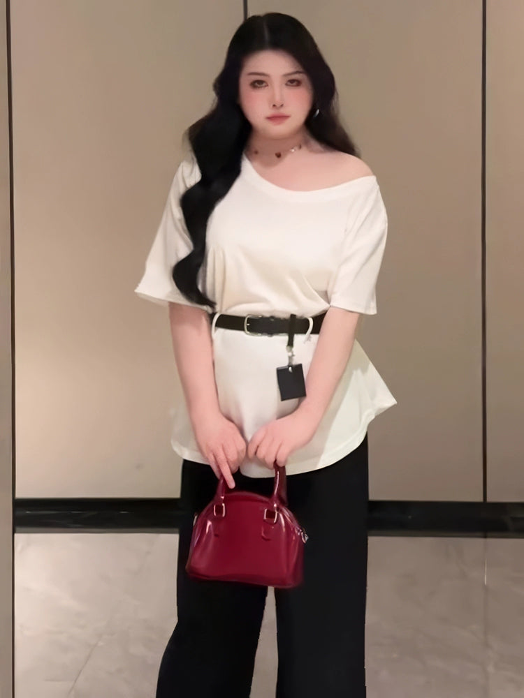 Slash shoulder T-shirt C0090