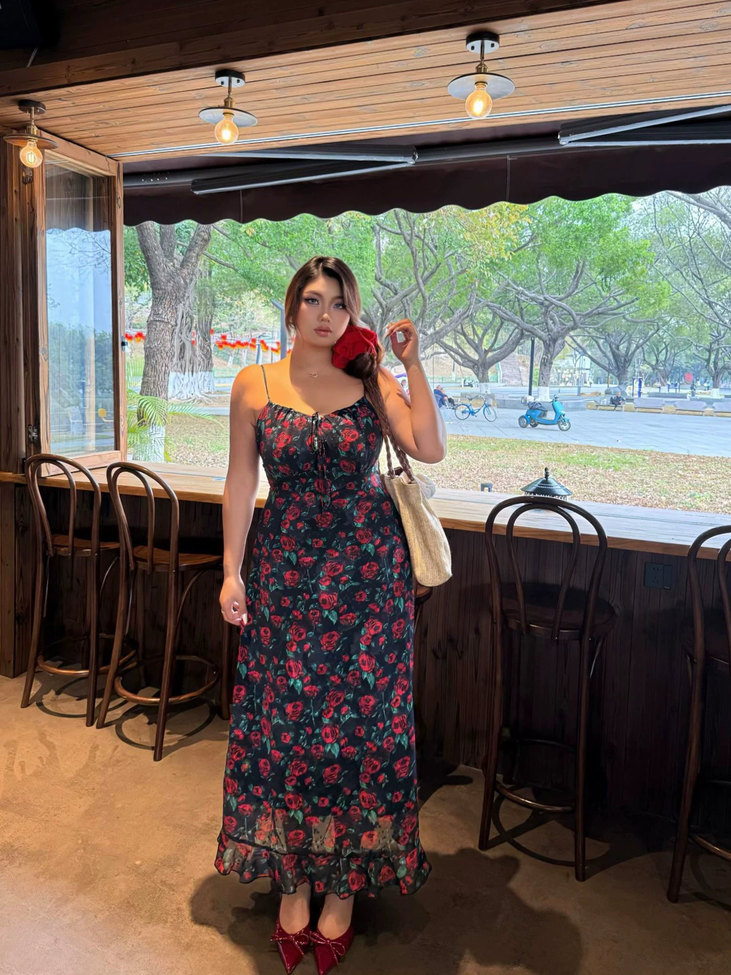 Sexy floral suspender dress FE0478