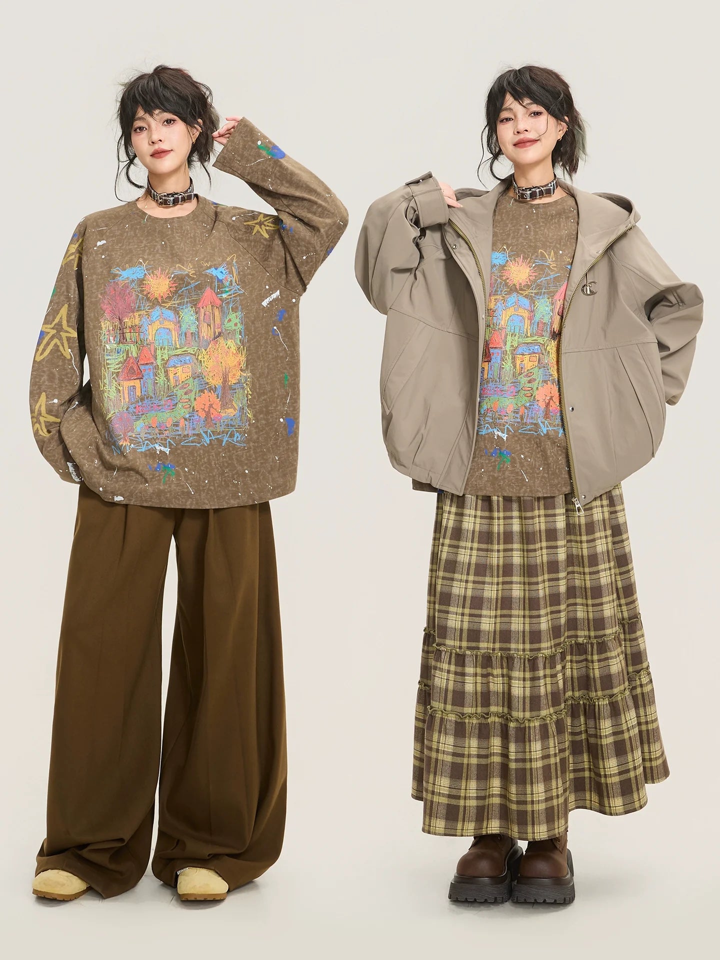 Painted Wash Long-Sleeve T-Shirt  f0399