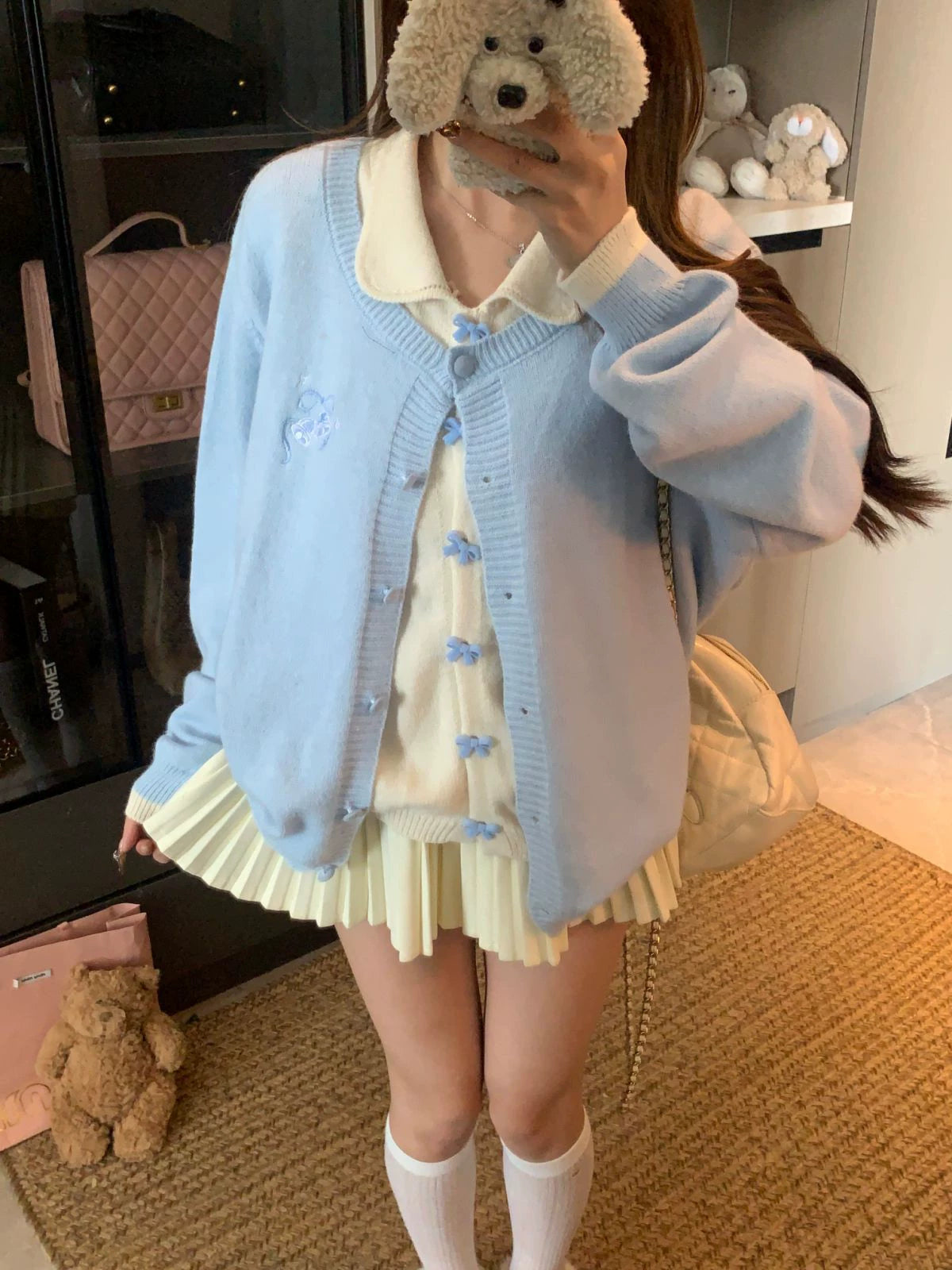 Knitted cardigan women's autumn and winter vacation two-piece sweater C0055