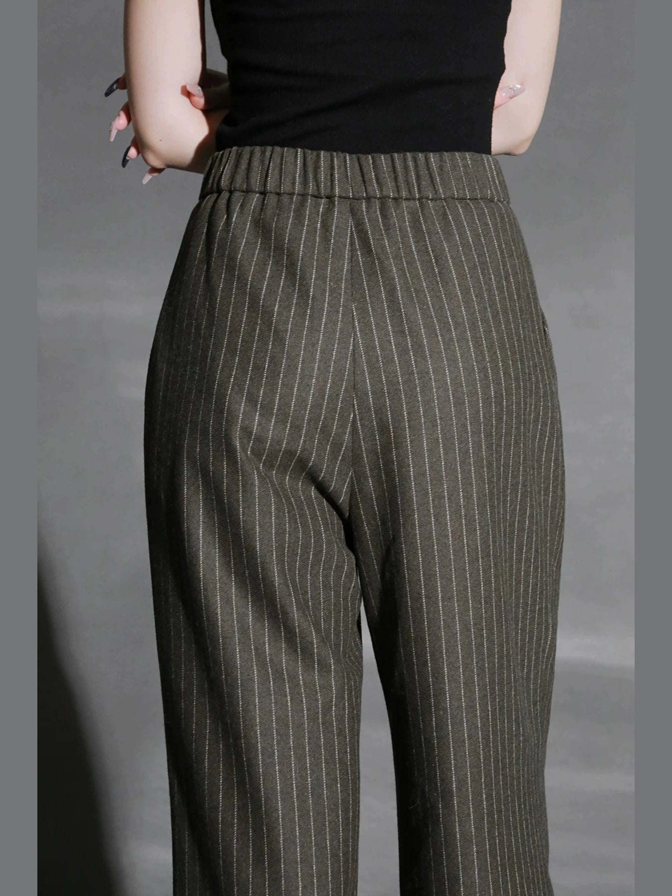 Vintage wave relaxed striped trousers f0260