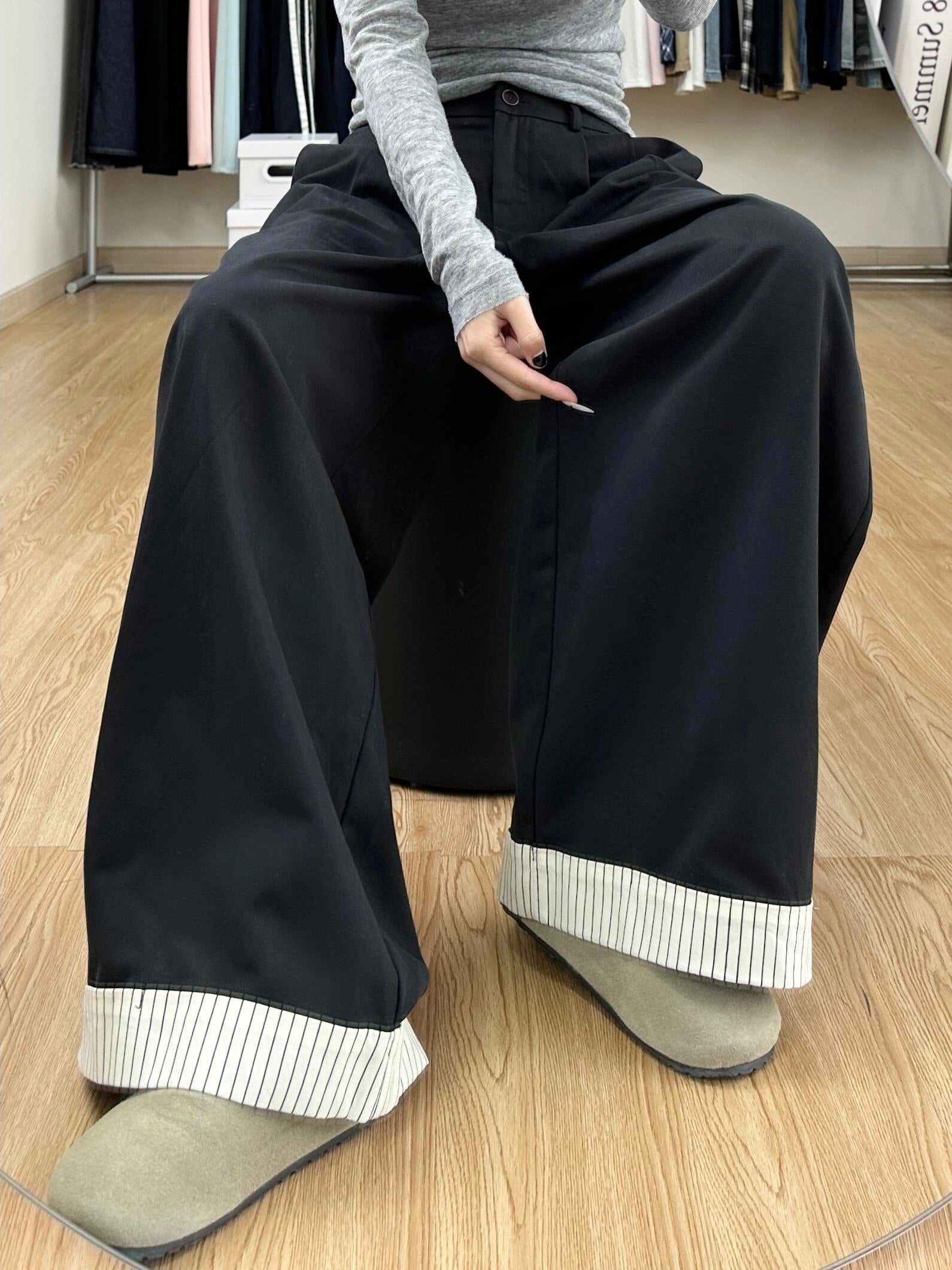 High waist wide leg pants B0247