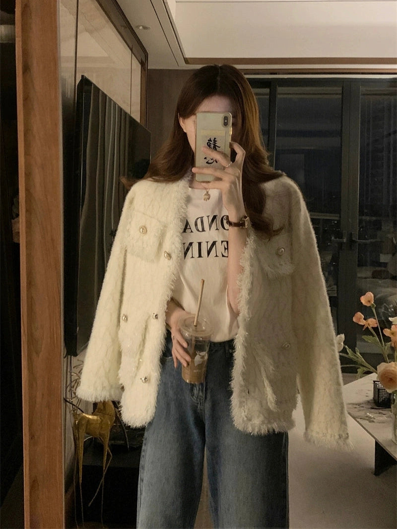 V-neck fringed jacket C0082