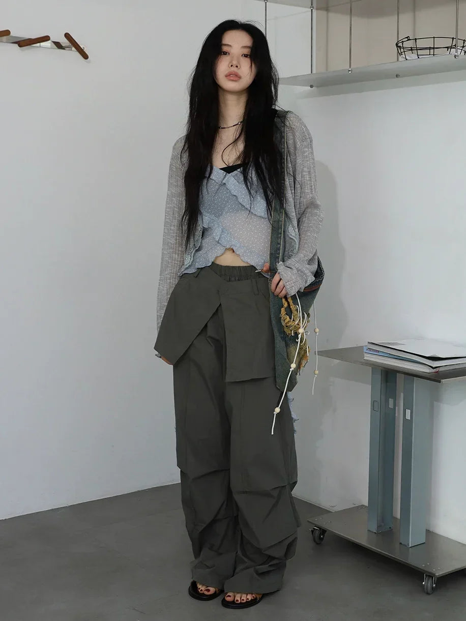 Floral Cami & Cardigan with Cargo Pants Set f0357