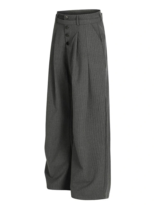 American casual pleated straight striped trousers fe0267