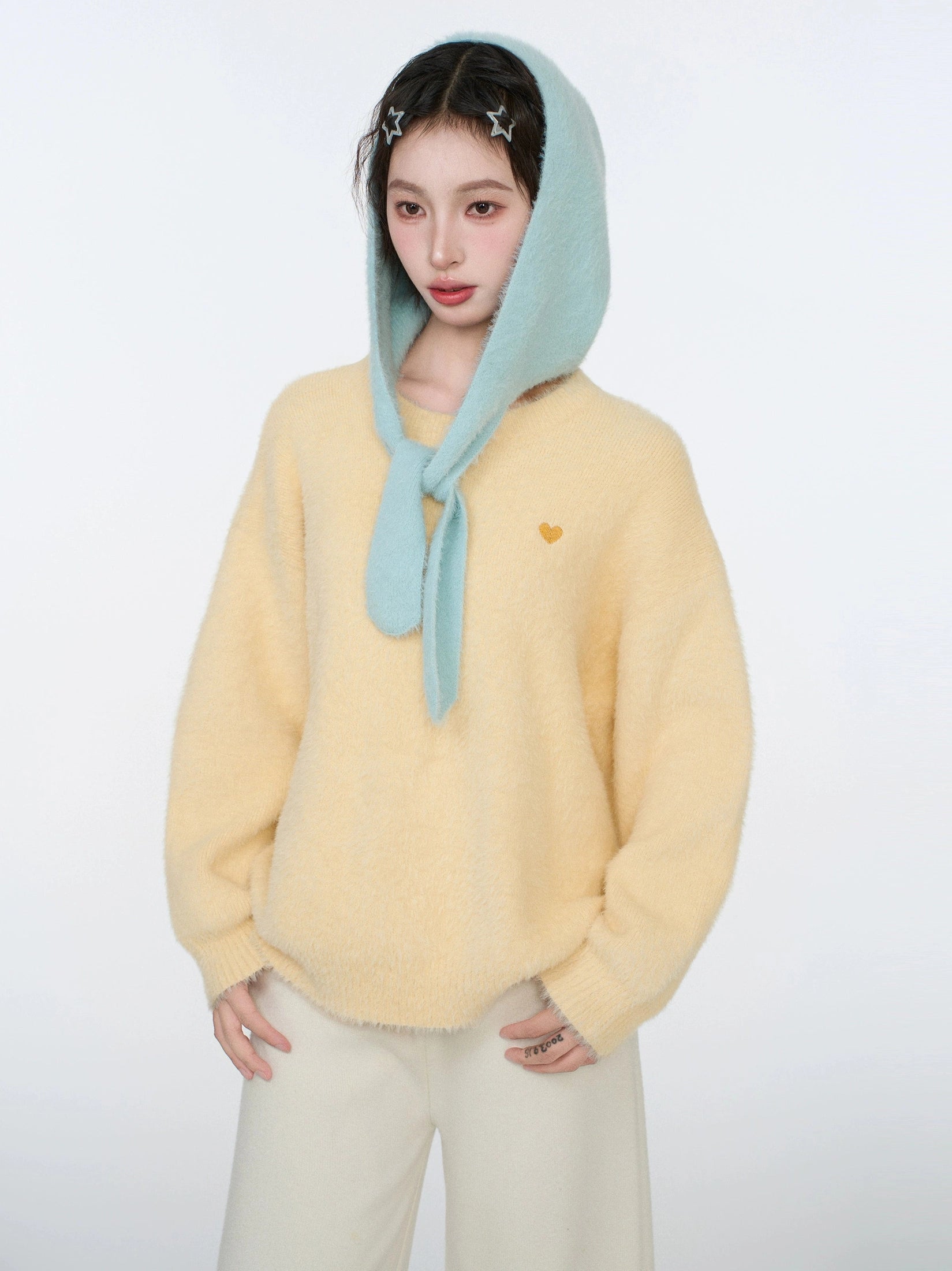 Yellow Mink Fleece Crew Neck Pullover C0255
