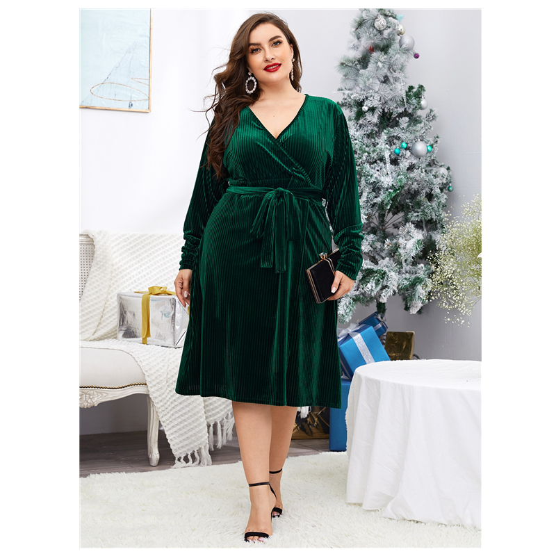 Golden Velvet Split Tie-Up Dress F0435