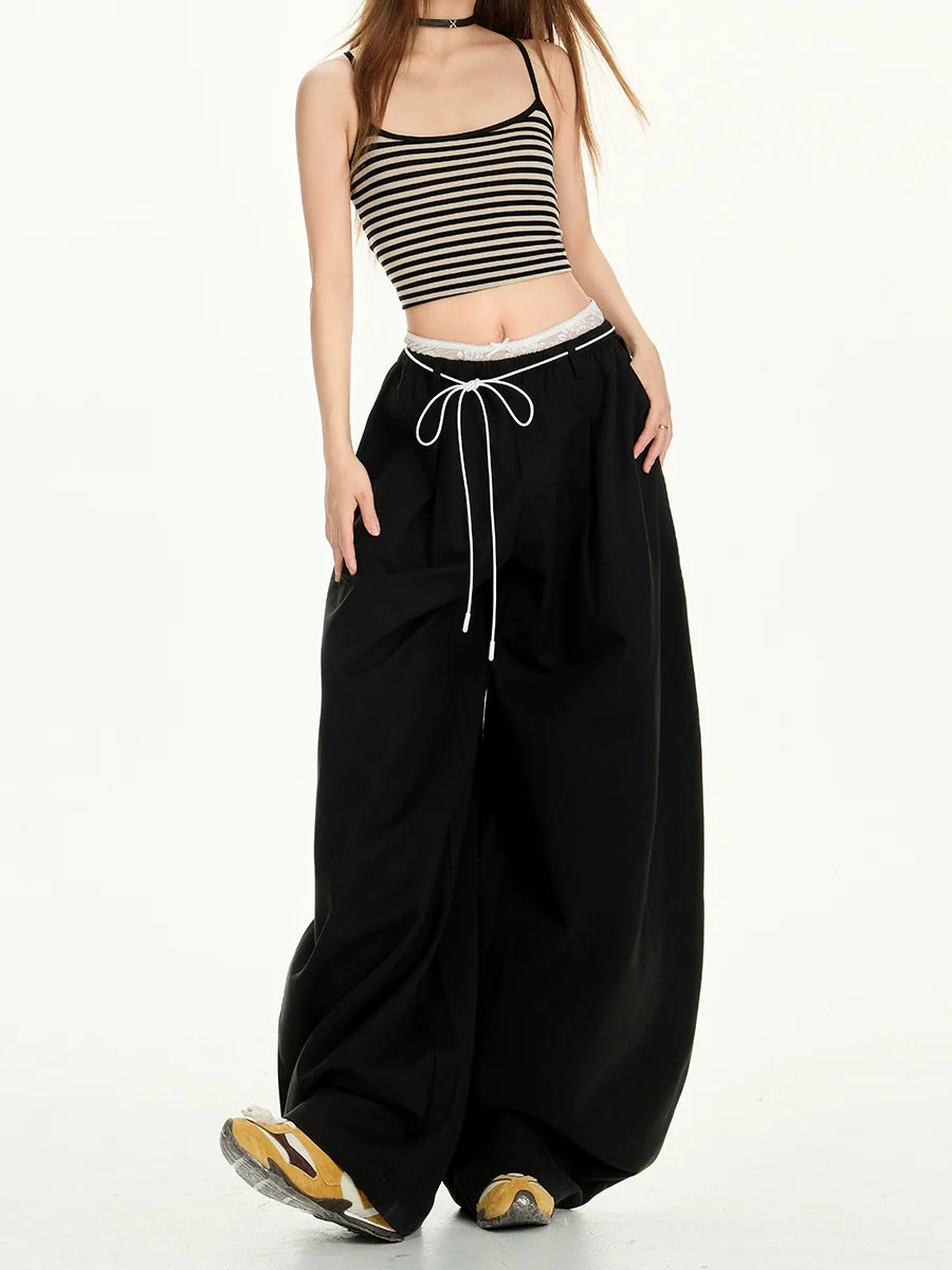 Lace Double-Waist Wide Pants  f0411