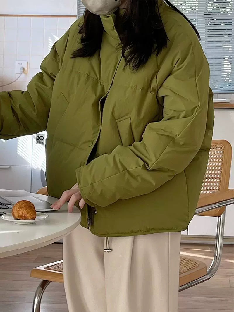 Warm temperament stand-up collar short down jacket f0257