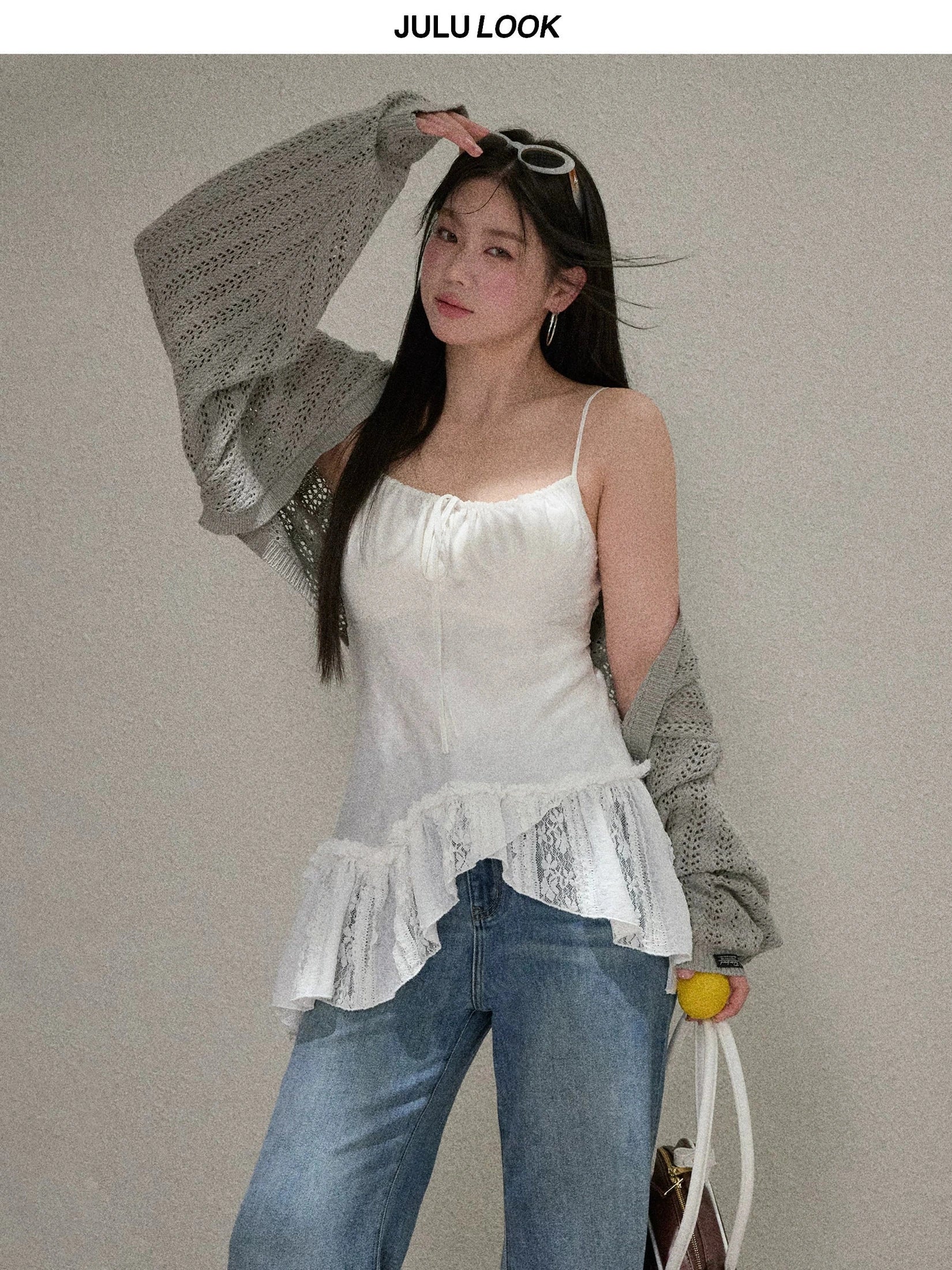 Grey bat sleeve blouse f0285