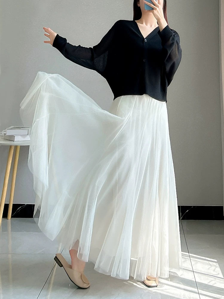 White gauze skirt skirt fe0513