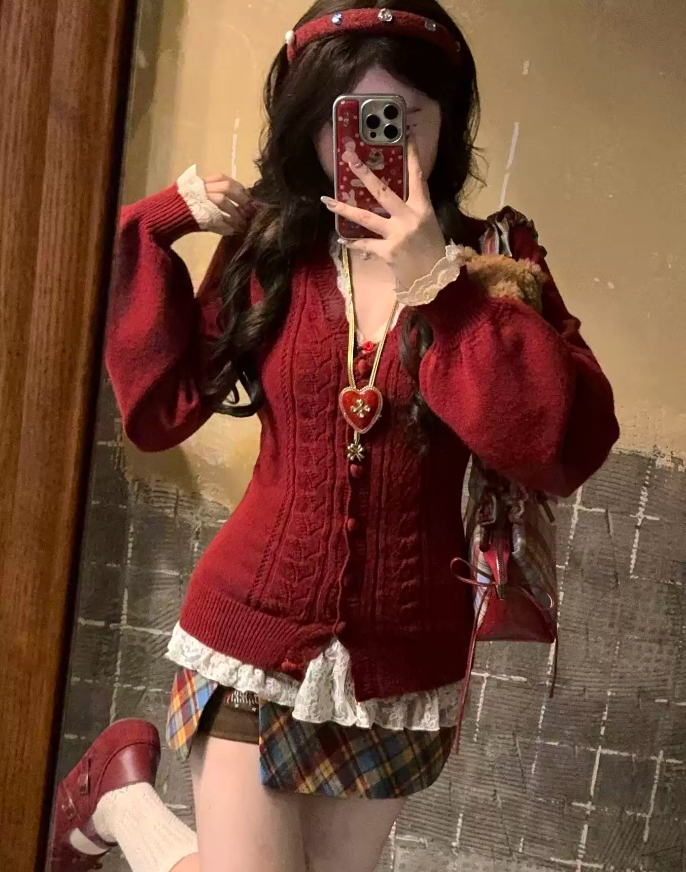 Autumn and winter v-neck love button sweater f0417