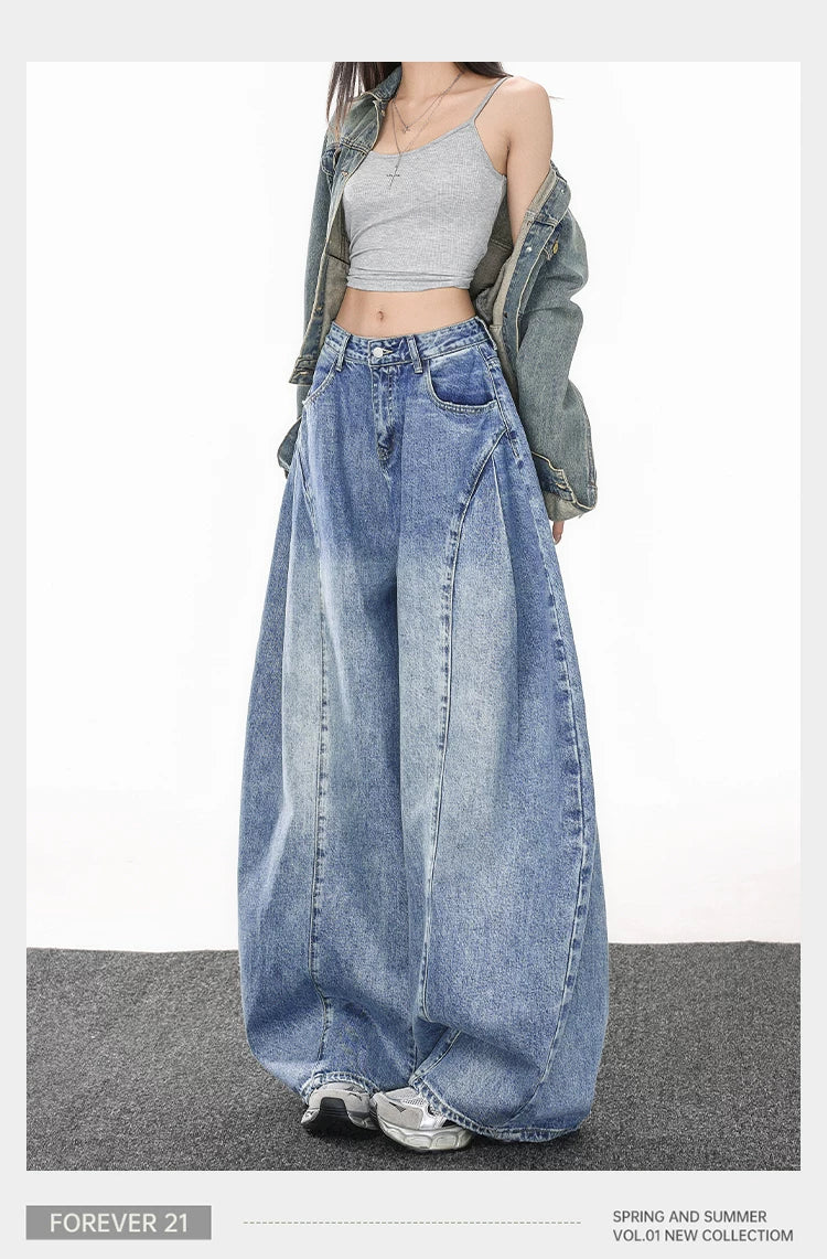 Blue wide-leg scimitar jeans FE0517