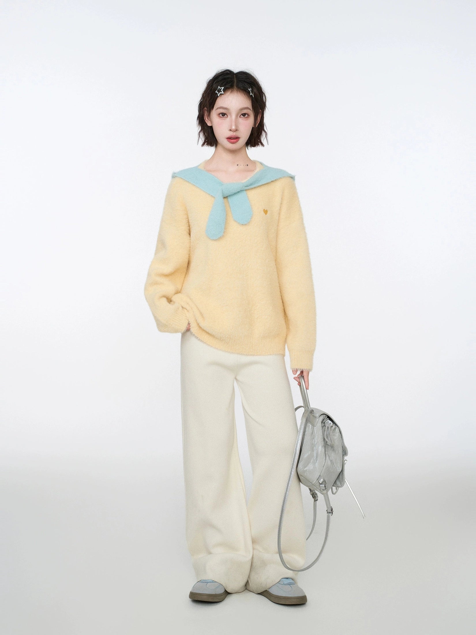 Yellow Mink Fleece Crew Neck Pullover C0255
