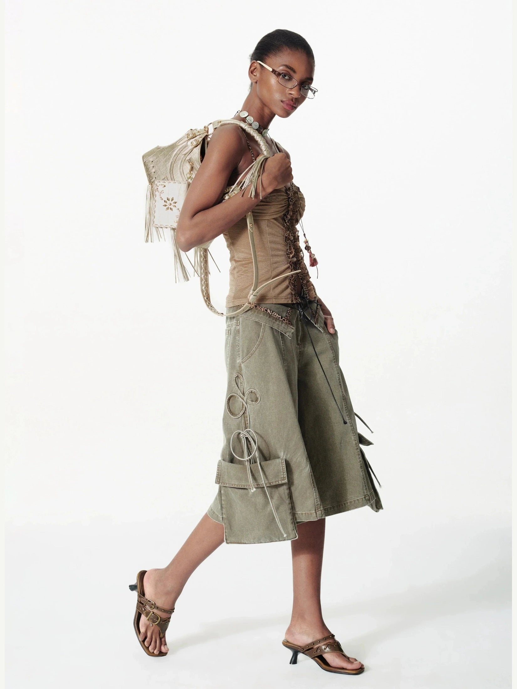 Double Waist Strap Shorts  f0412