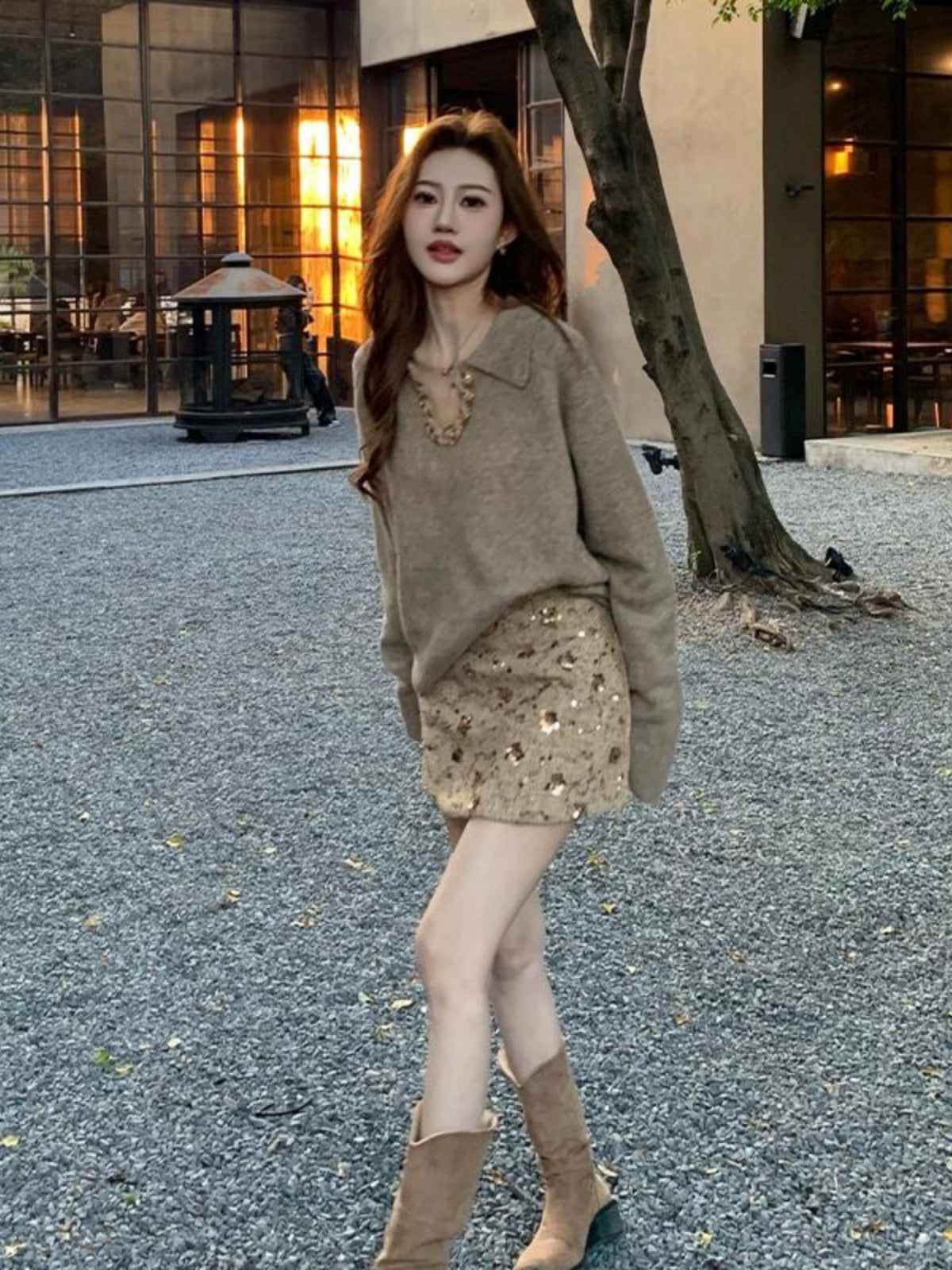 V-neck heavy industry sweater C0215