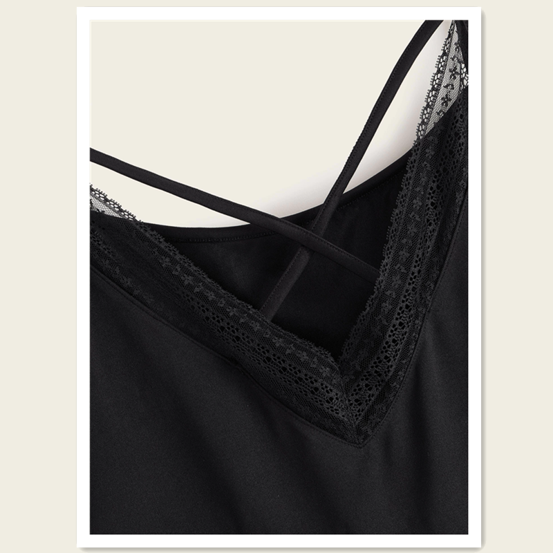 Black sexy lace vest F0443