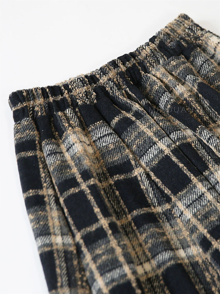 Woolen plaid skirt C0067