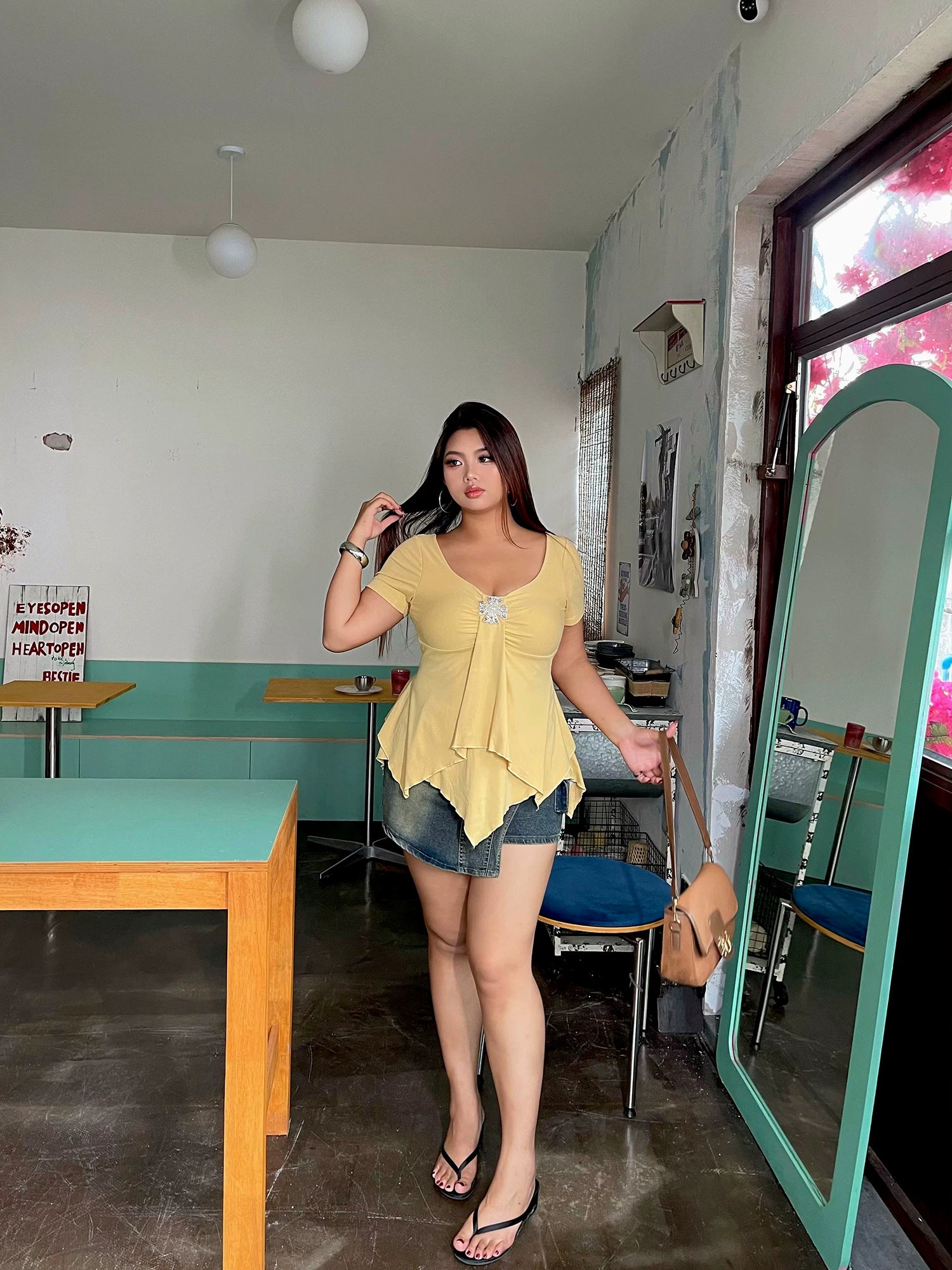 High waist slim hip jeans FE0500