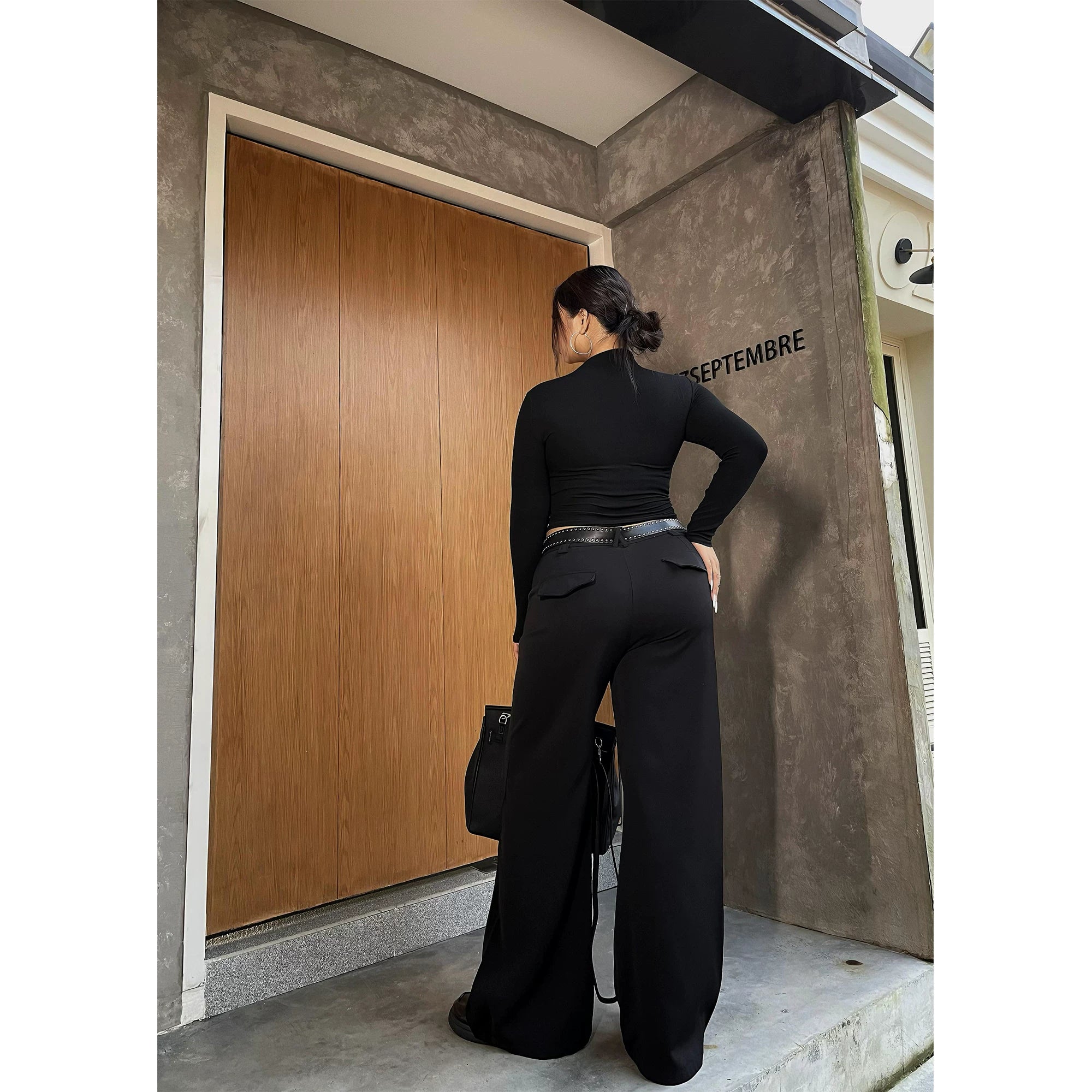 Black straight slacks FE0454