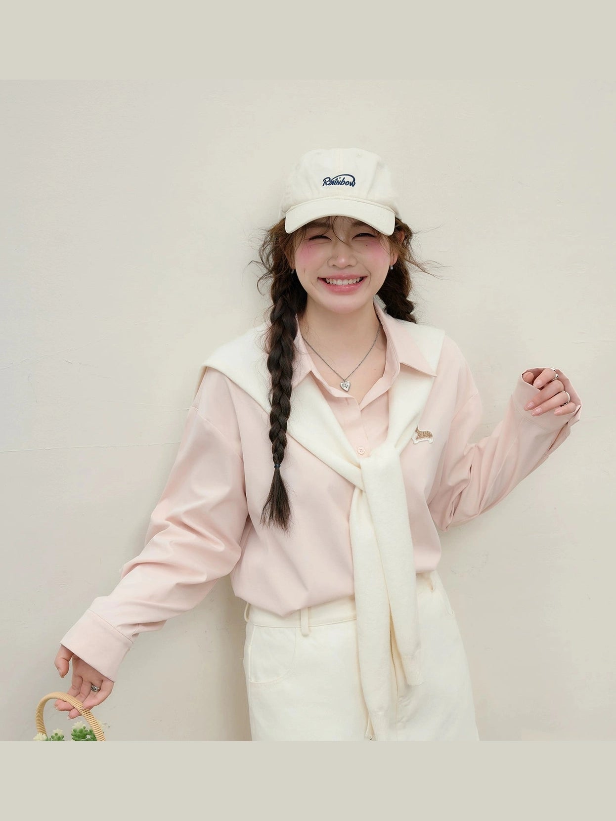 Dopamine Pink Shirt  Shawl C0230