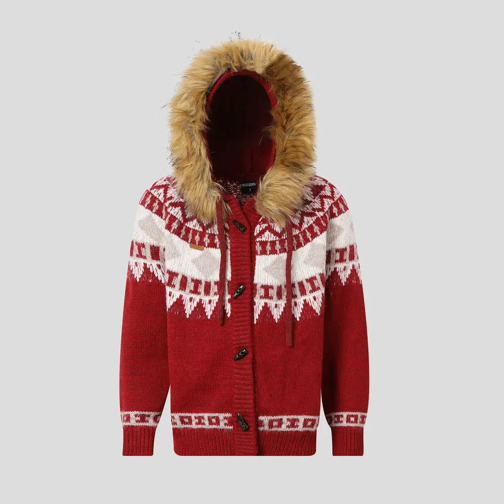 Removable fur collar fair island sweater f0419