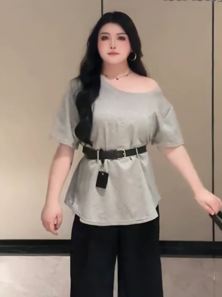 Slash shoulder T-shirt C0090