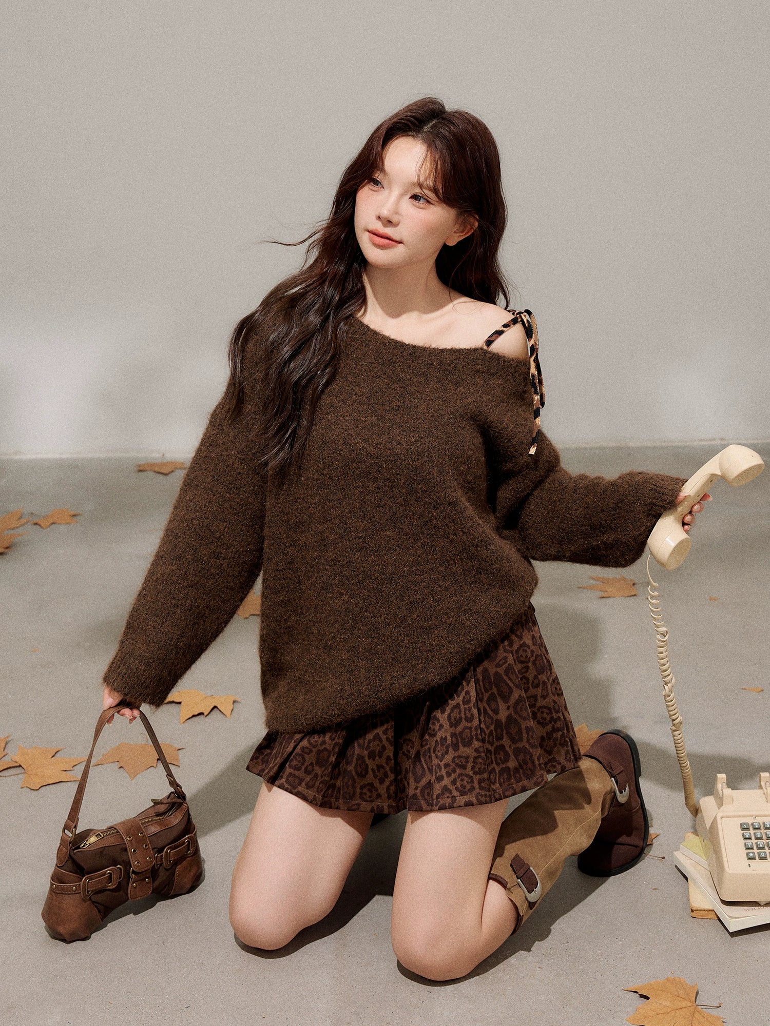 Leopard print skirt C0115