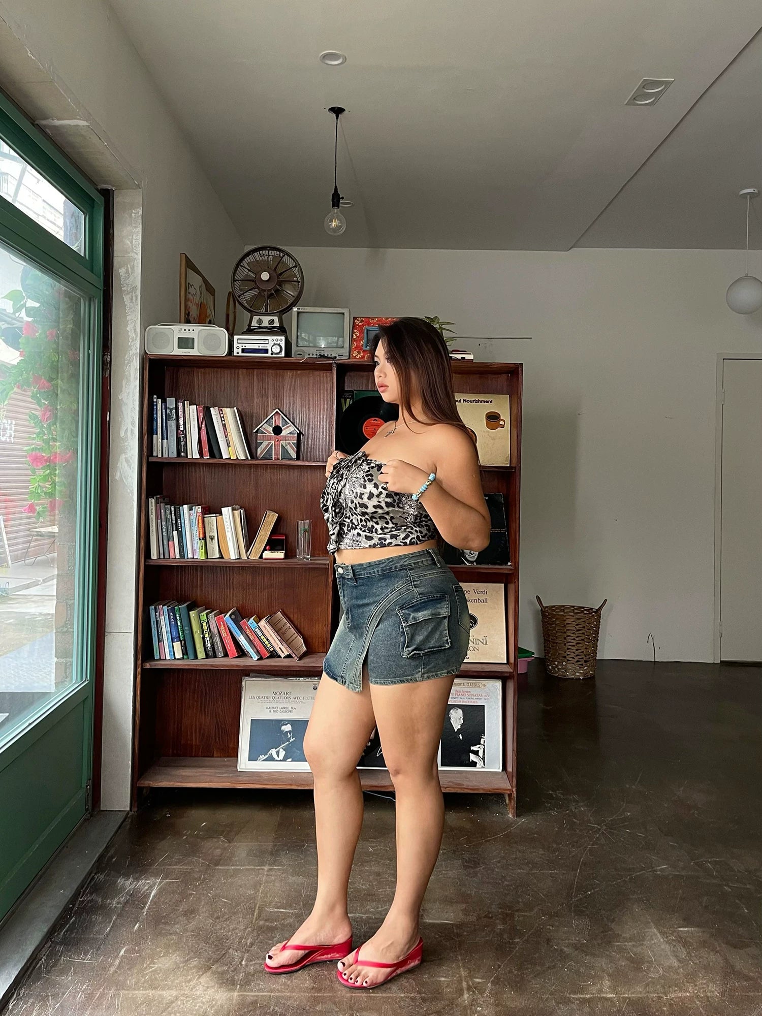 High waist slim hip jeans FE0500