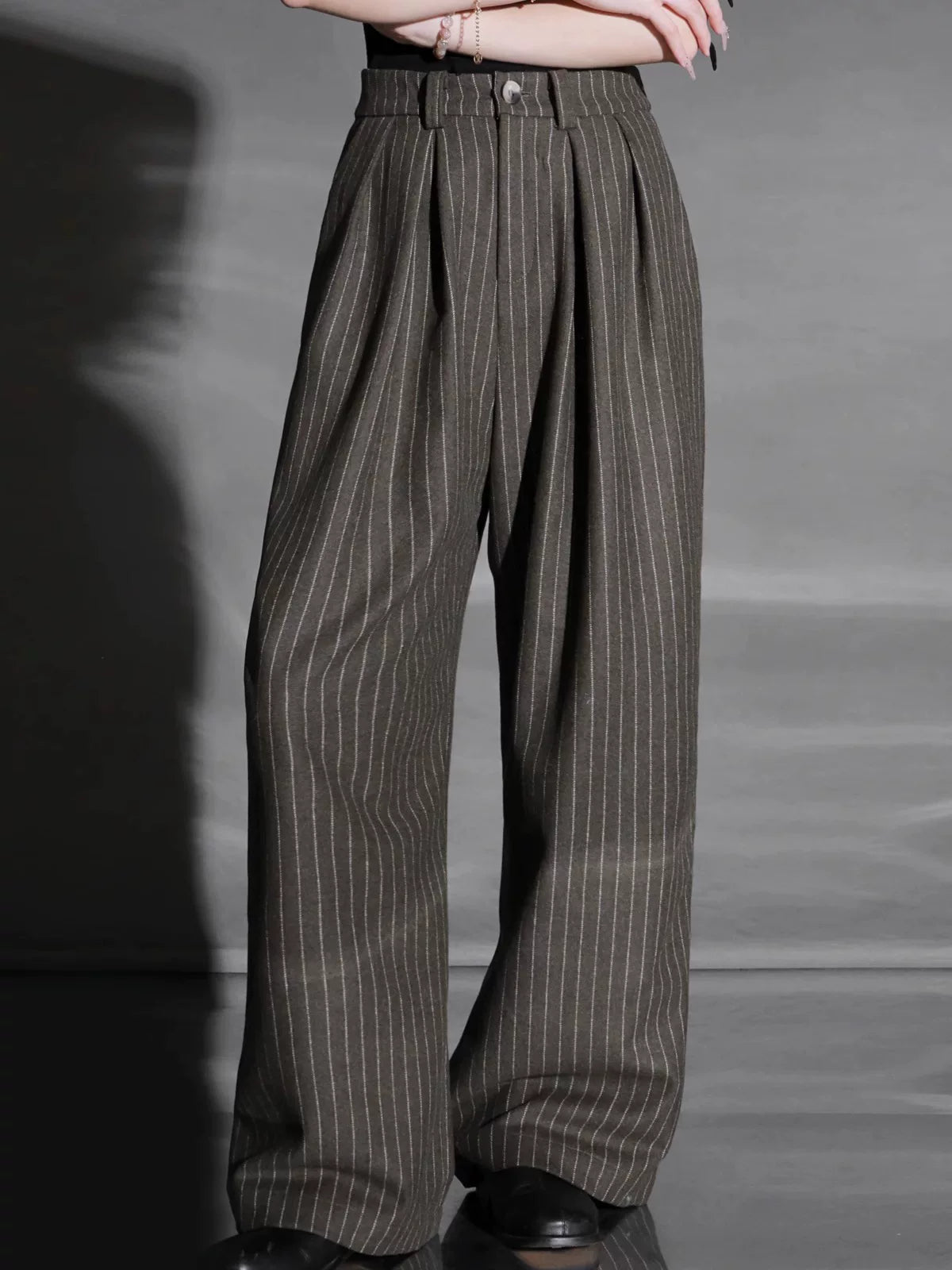 Vintage wave relaxed striped trousers f0260