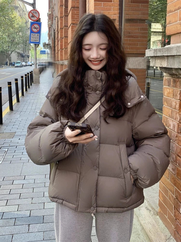 Short hooded down jacket f0274