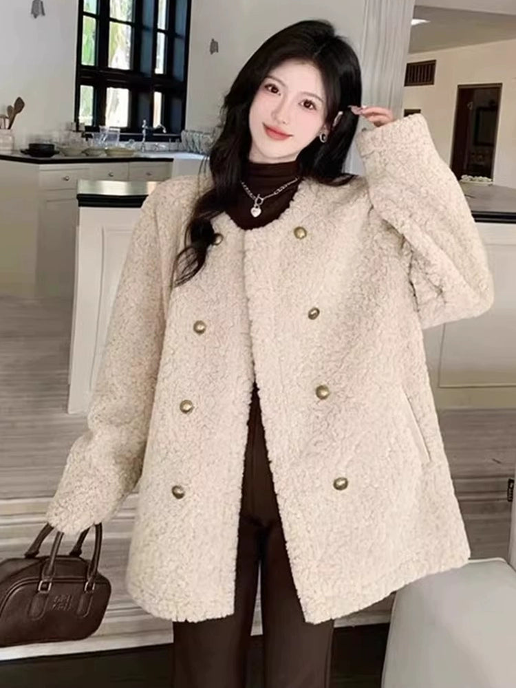 Double-breasted woolen coat C0218