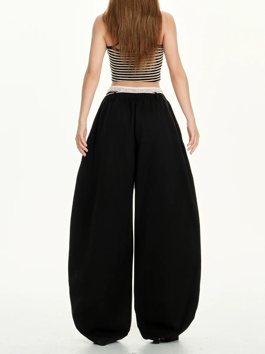 Lace Double-Waist Wide Pants  f0411