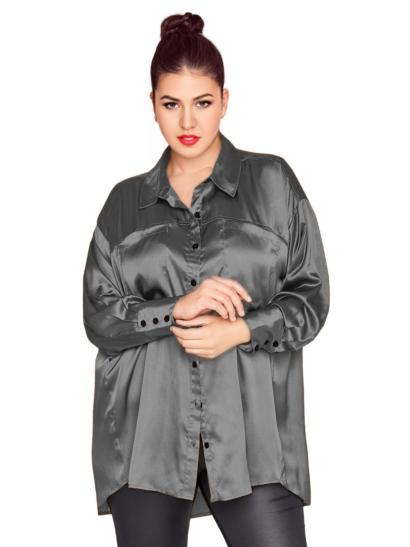 Loose and thin long-sleeved versatile casual shirt F0422