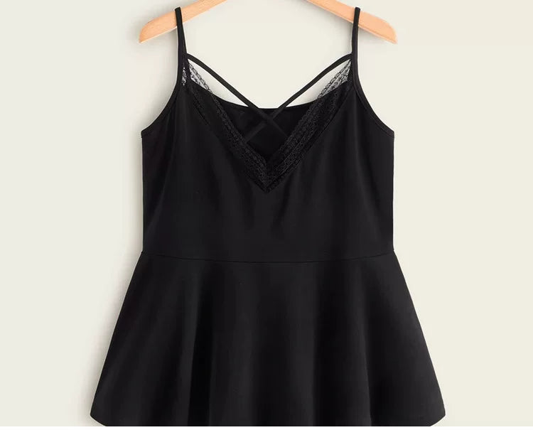 Black sexy lace vest F0443