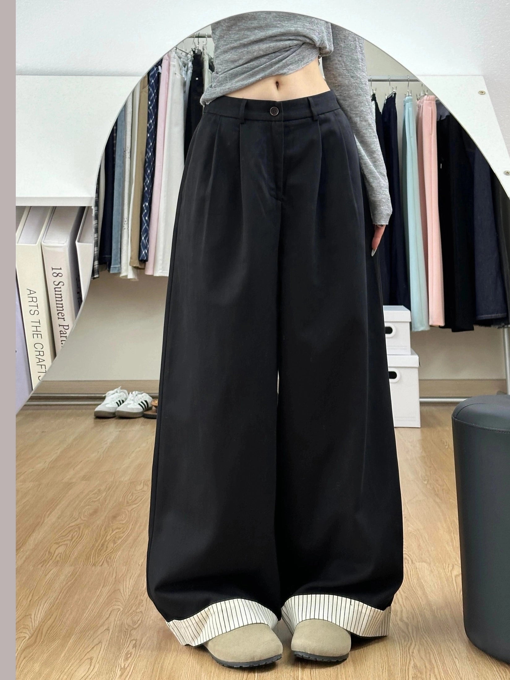 High waist wide leg pants B0247