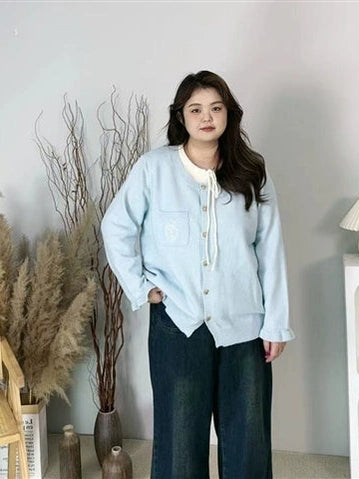 Crew neck fake two-piece knitted sweater f0288