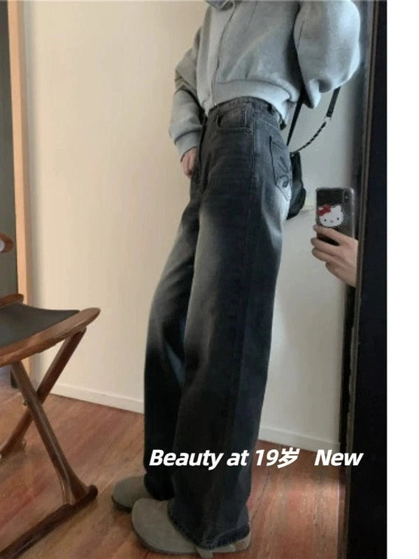 Embroidered Pocket Vintage Washed Jeans B0234