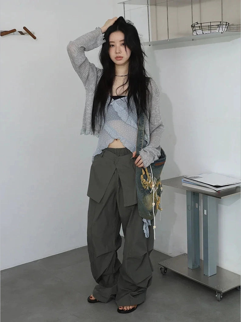 Floral Cami & Cardigan with Cargo Pants Set f0357