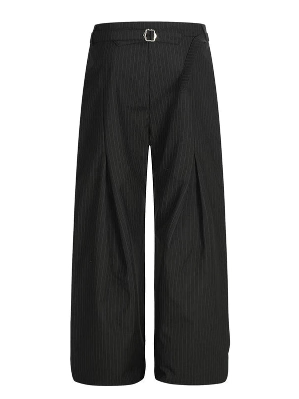 American casual pleated straight striped trousers fe0267