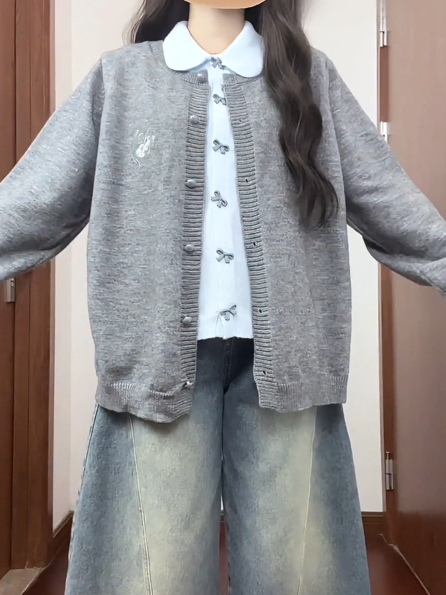 Knitted cardigan women's autumn and winter vacation two-piece sweater C0055