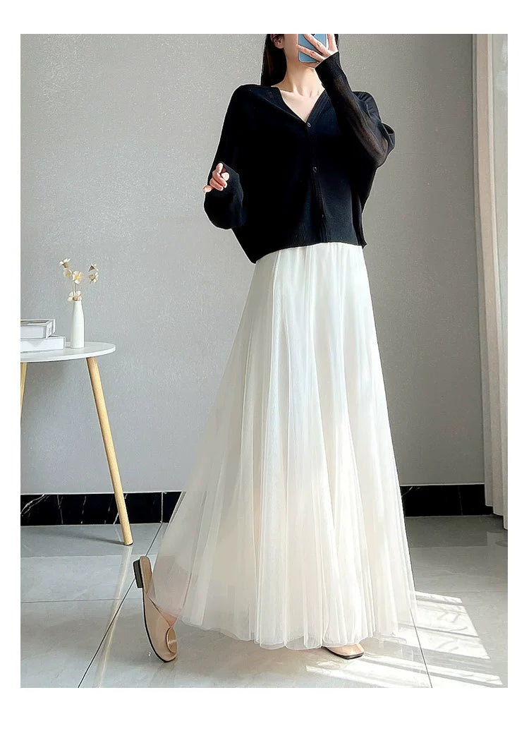 White gauze skirt skirt fe0513