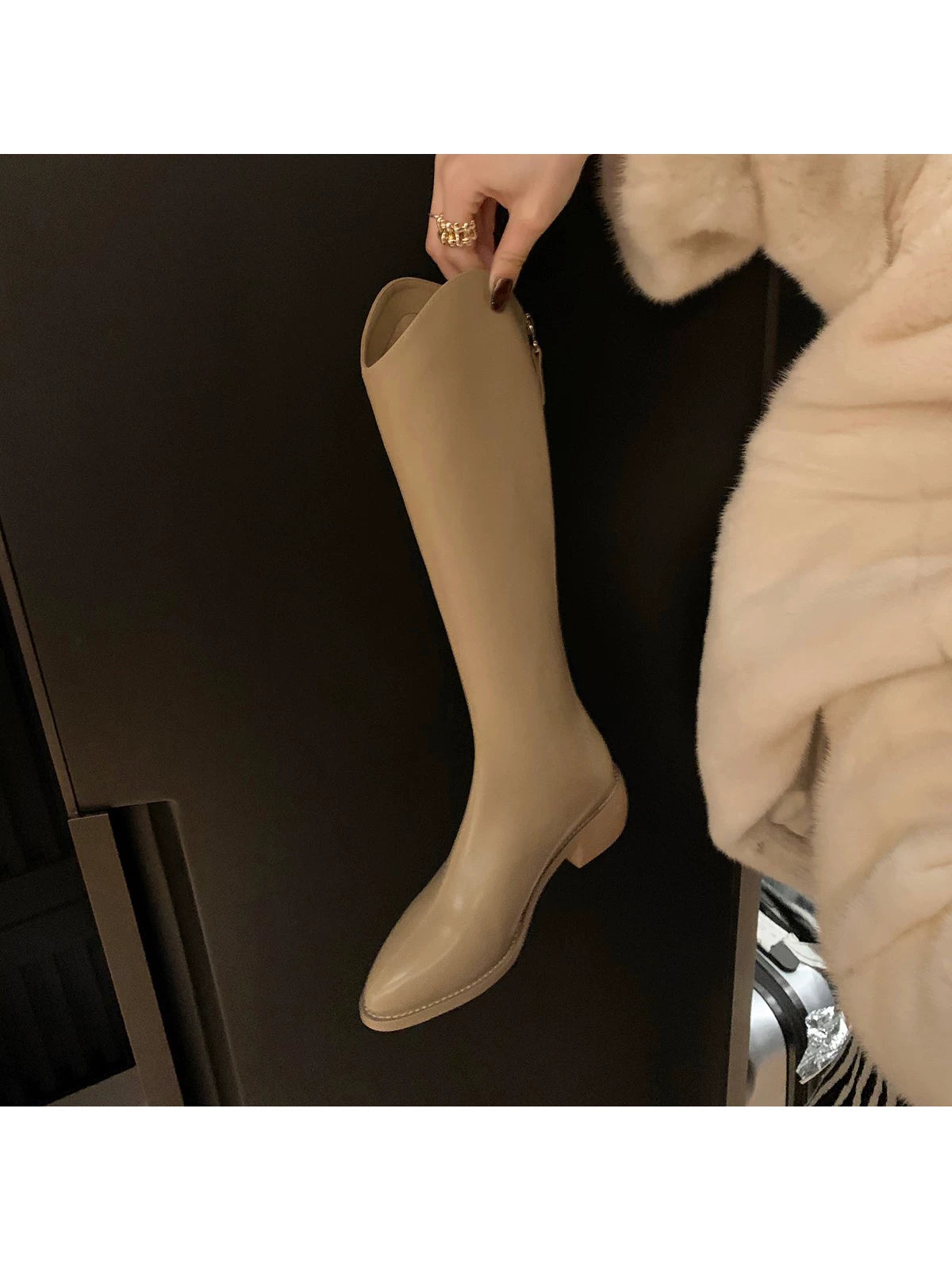 Pointed high heel mid-tall knight boots fe0263