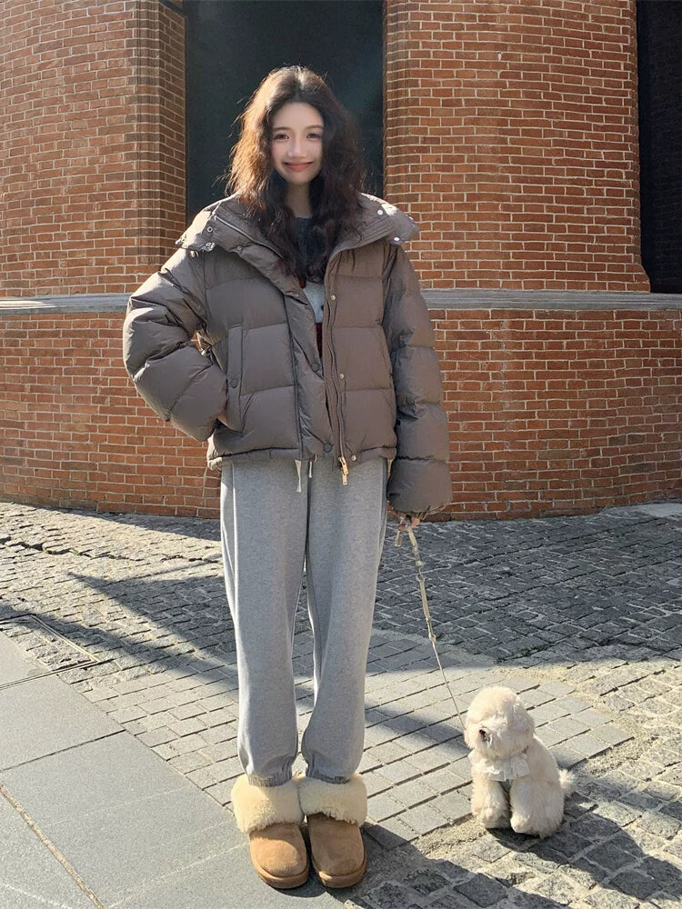 Short hooded down jacket f0274