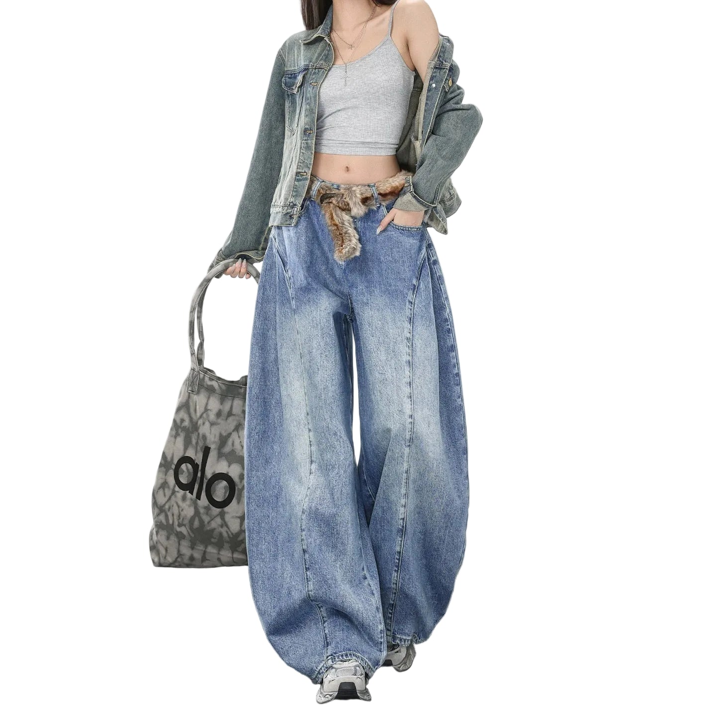 Blue wide-leg scimitar jeans FE0517