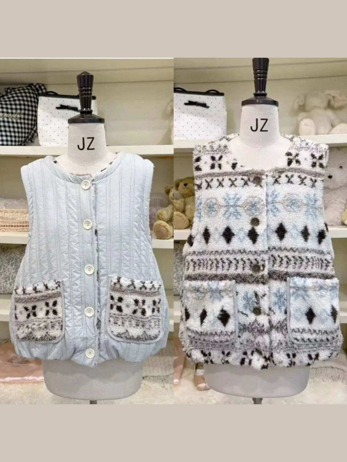 Lamb wool bud vest on both sides f0278